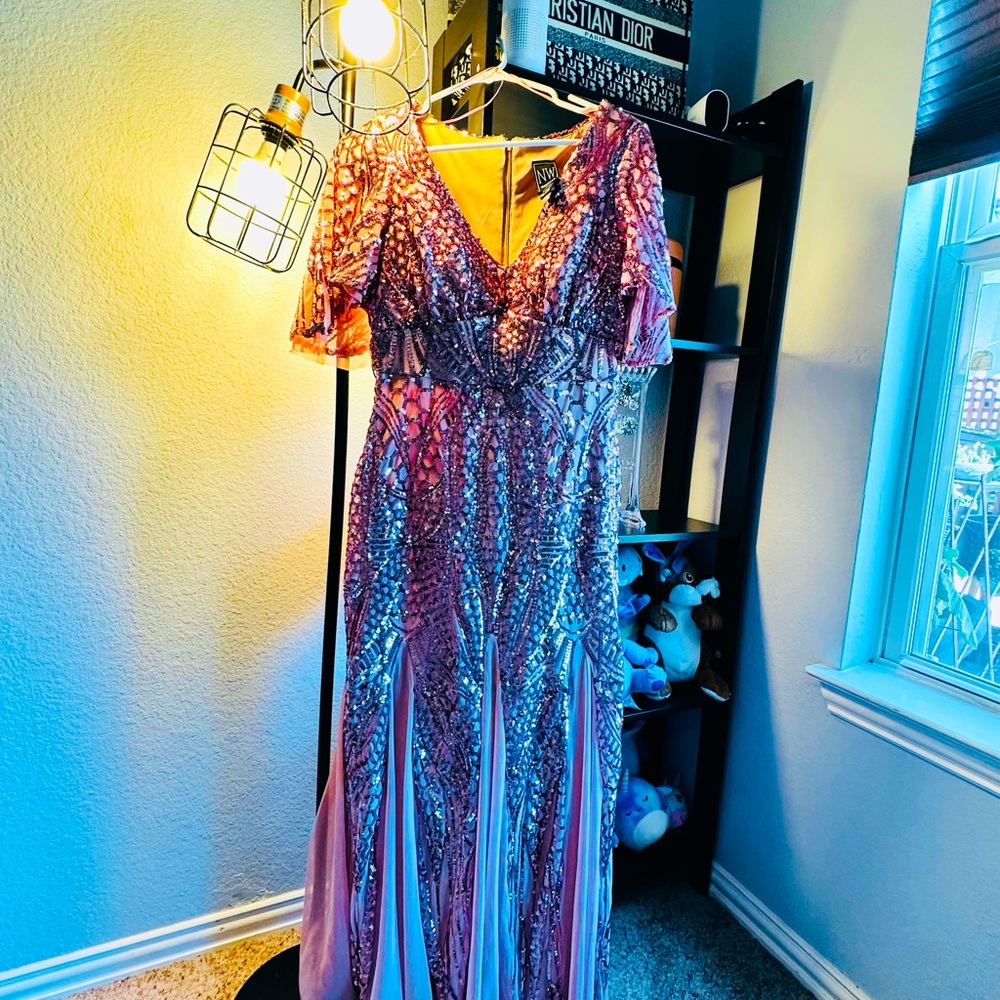 Nightway sequin gown